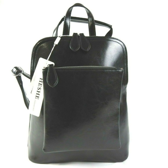 Heshe Handbags - Heshe Leather Backpack Casual Daypack